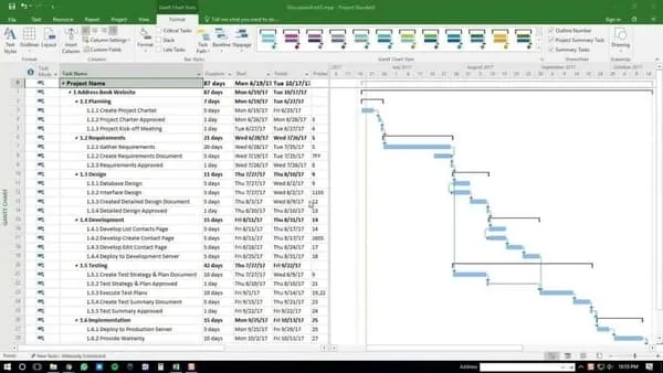 Microsoft Project Example