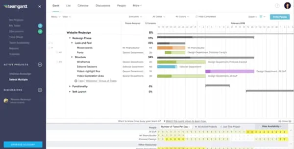 3. TeamGantt — Best for Simple Team Collaboration