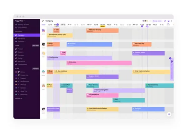 10. Toggl Plan — Best for Visual Timeline Simplicity